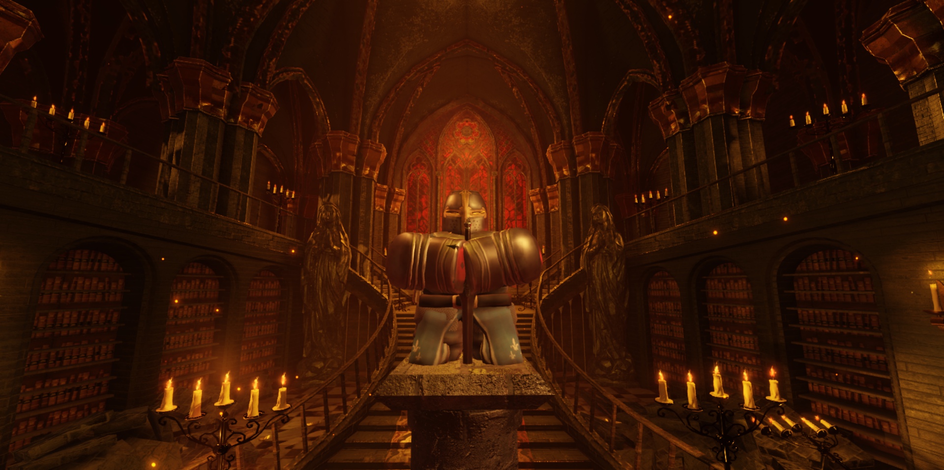 The Knight class in the Crimson Nights cathedral showroom.