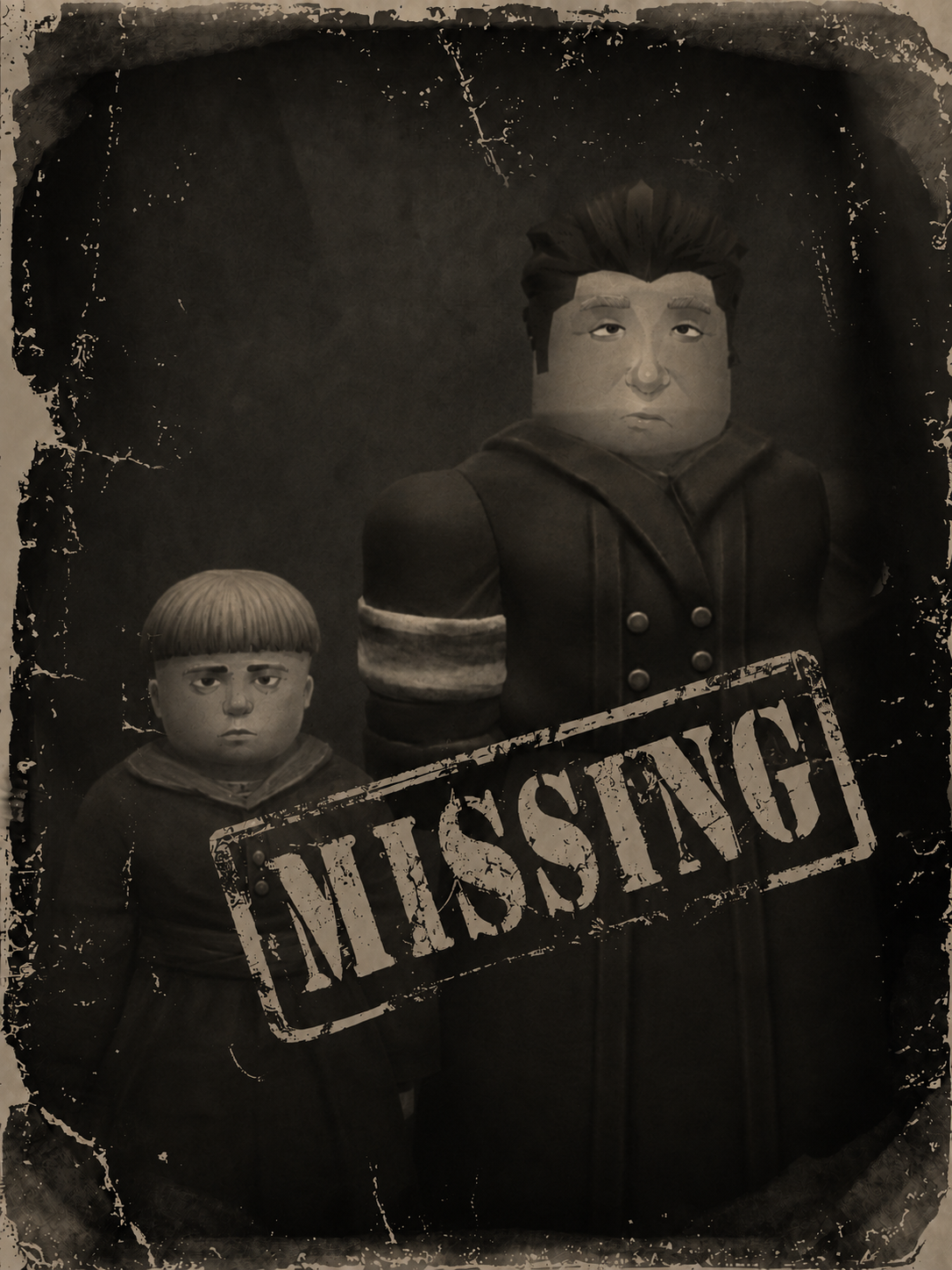 100 Crimson Nights missing-person poster for the Doctor and child.